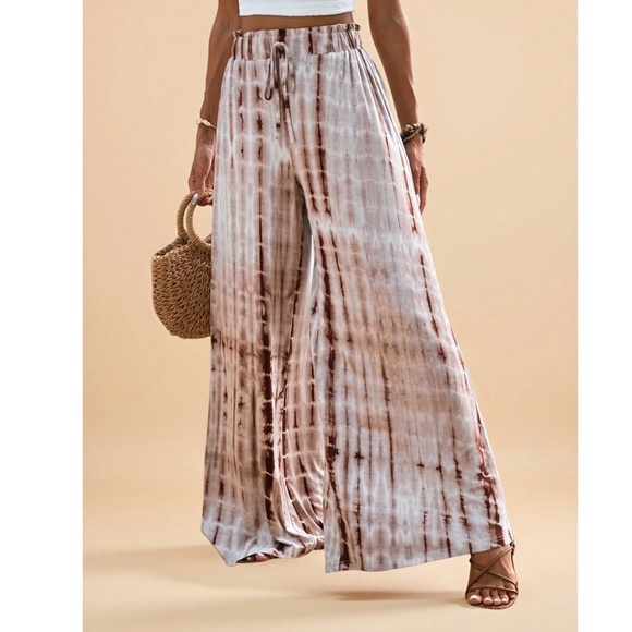 Boho Tie Dye High Waisted Wide leg Lounge Palazzo Pants - Picture 7 of 10